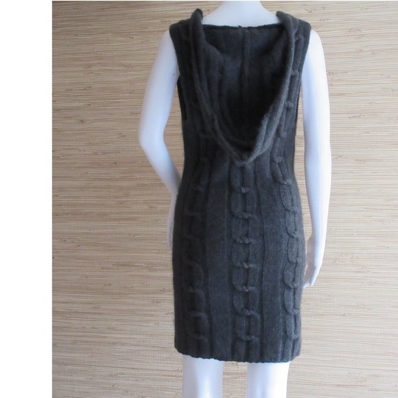 Sweater Cardigans Women's Gray Knit Hood Dress - Picture 4 of 5